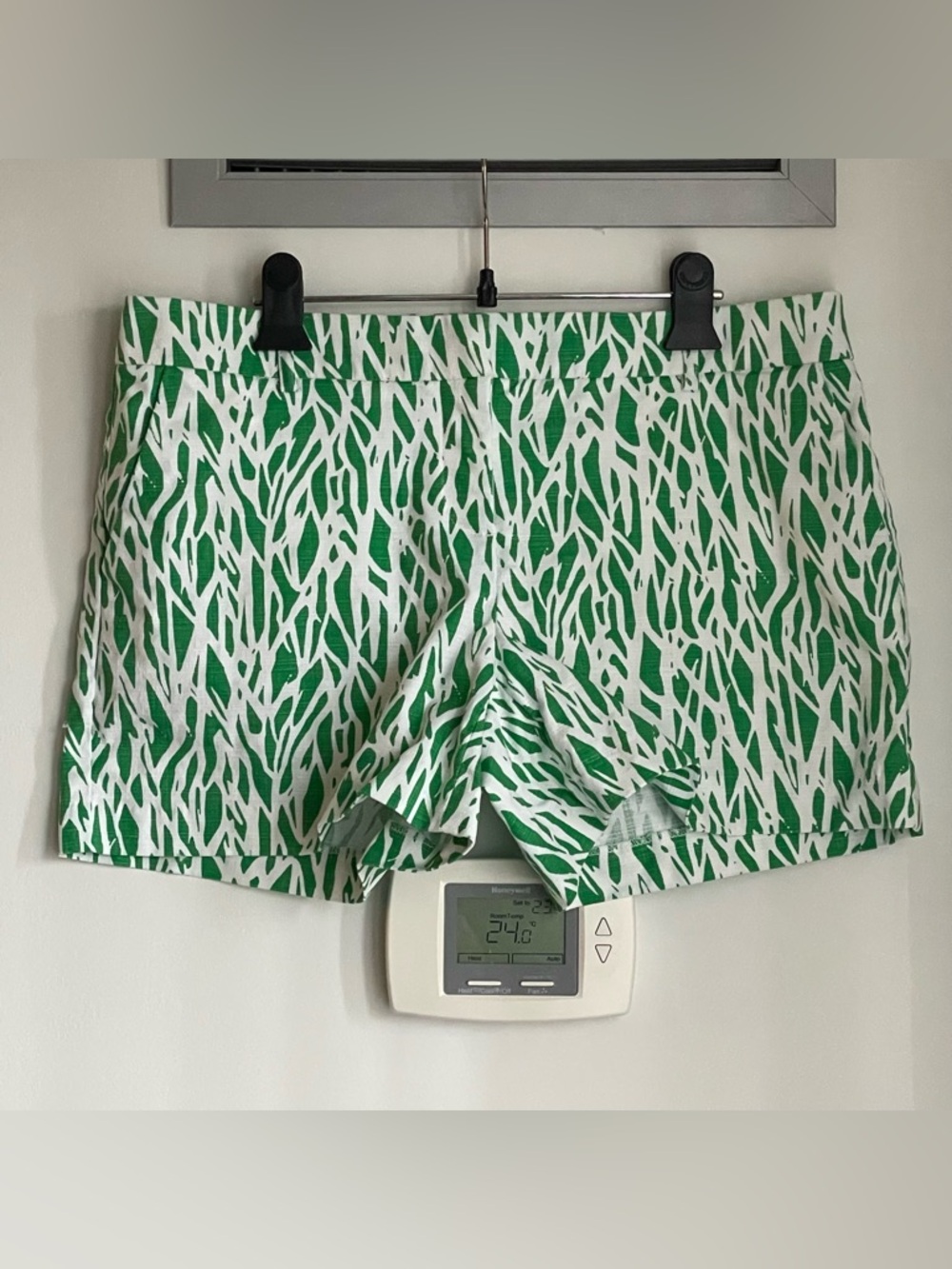 WILLI SMITH Green & White Patterned Cotton Blend Shorts